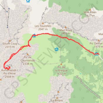 Itinéraire Pic d'Anie, distance, dénivelé, altitude, carte, profil, trace GPS