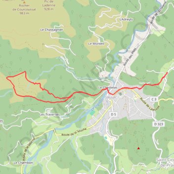 Itinéraire Rocher du Midi Jaujac, distance, dénivelé, altitude, carte, profil, trace GPS
