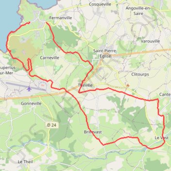Itinéraire Fermanville - Le Vast, distance, dénivelé, altitude, carte, profil, trace GPS
