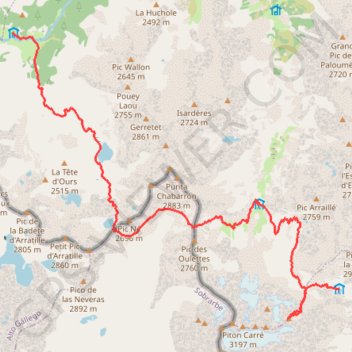 Itinéraire Pyrénées - Baysselance - Wallon, distance, dénivelé, altitude, carte, profil, trace GPS