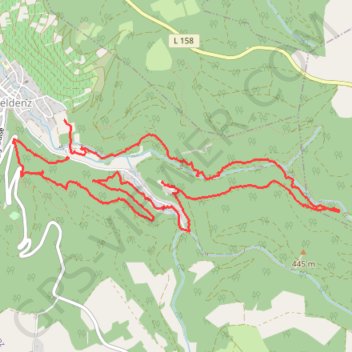 Itinéraire VELDENZ - ALLEMAGNE, distance, dénivelé, altitude, carte, profil, trace GPS