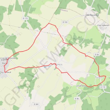 Itinéraire Chassiecq sentier du camp romain, distance, dénivelé, altitude, carte, profil, trace GPS