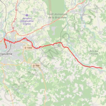 Itinéraire Marthon / Angoulème, distance, dénivelé, altitude, carte, profil, trace GPS