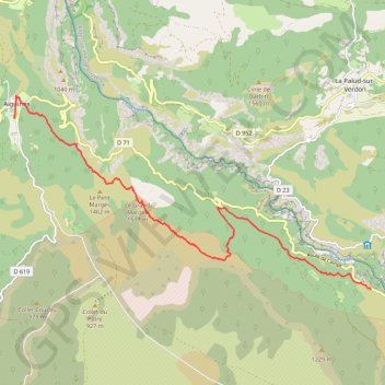 Itinéraire Gorges Verdon Le Grand Marges, distance, dénivelé, altitude, carte, profil, trace GPS