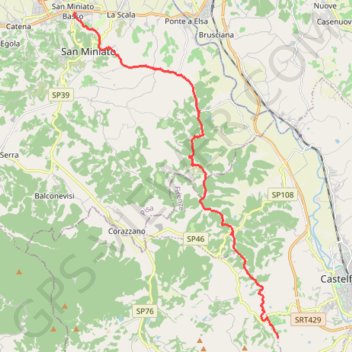 Itinéraire Via Francigena San Miniato Basso - Gambassi Terme, distance, dénivelé, altitude, carte, profil, trace GPS