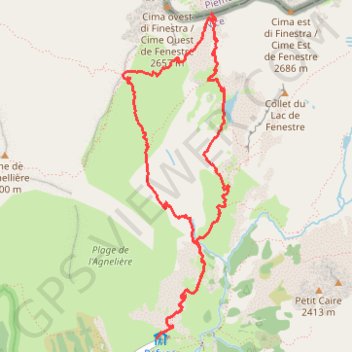 Itinéraire boucle_col_de_fenestre, distance, dénivelé, altitude, carte, profil, trace GPS