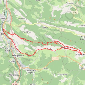 Itinéraire Foix - Roquefixade - Sentier cathare, distance, dénivelé, altitude, carte, profil, trace GPS