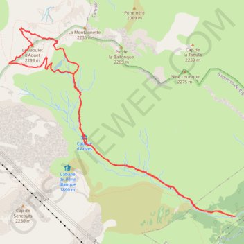 Itinéraire Le taoulet d'Aouet, distance, dénivelé, altitude, carte, profil, trace GPS