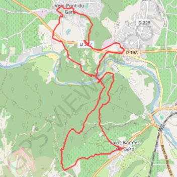 Itinéraire De Saint Bonnet à Vers par le pont du Gard, distance, dénivelé, altitude, carte, profil, trace GPS
