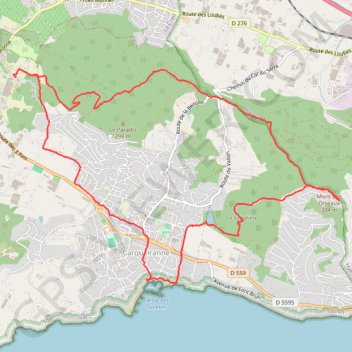 Itinéraire Les Hauts de Carqueiranne, distance, dénivelé, altitude, carte, profil, trace GPS