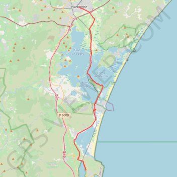 Itinéraire Leucate - Narbonne, distance, dénivelé, altitude, carte, profil, trace GPS