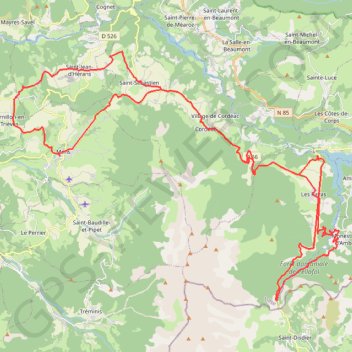 Itinéraire La source des Gillardes, distance, dénivelé, altitude, carte, profil, trace GPS