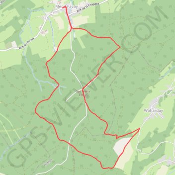 Itinéraire Enil Favay - Hotton - Province du Luxembourg - Belgique, distance, dénivelé, altitude, carte, profil, trace GPS