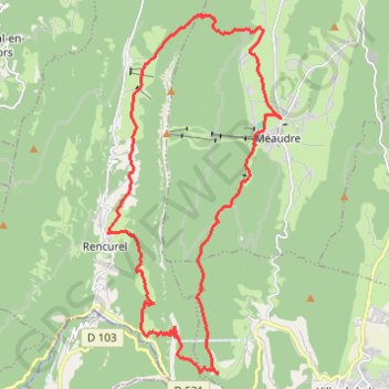 Itinéraire Tour Méaudre-Rencurel-Méaudre, distance, dénivelé, altitude, carte, profil, trace GPS