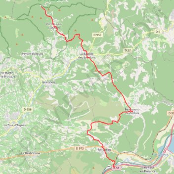 Itinéraire Chemin de la Sainte Baume. 15ème tronçon, de Vitrolles à pont Mirabeau, distance, dénivelé, altitude, carte, profil, trace GPS