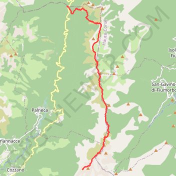 Itinéraire Usciolu-Verde, distance, dénivelé, altitude, carte, profil, trace GPS