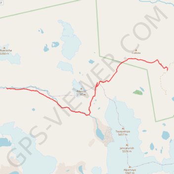Itinéraire Jour 8 cordillère blanche, distance, dénivelé, altitude, carte, profil, trace GPS