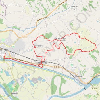 Itinéraire L'Occitane - Valence-d'Agen, distance, dénivelé, altitude, carte, profil, trace GPS