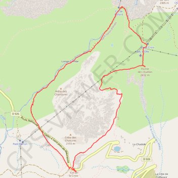 Itinéraire L'OUILLON, distance, dénivelé, altitude, carte, profil, trace GPS