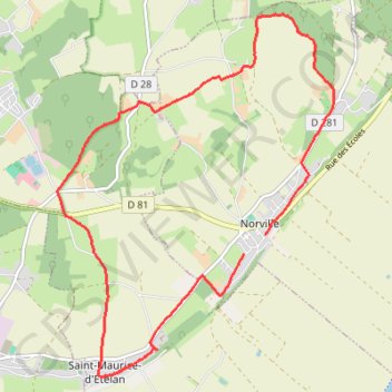 Itinéraire Randonnée autour de Norville, distance, dénivelé, altitude, carte, profil, trace GPS
