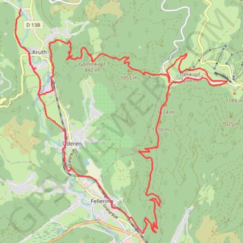 Itinéraire Kruth - Markstein, distance, dénivelé, altitude, carte, profil, trace GPS