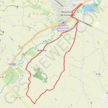 Itinéraire Beaumont de Lomagne des Ruisseaux, distance, dénivelé, altitude, carte, profil, trace GPS