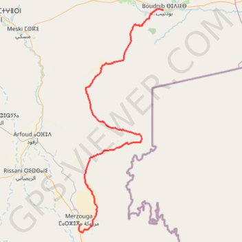 Itinéraire Boudnib-Merzouga 2019, distance, dénivelé, altitude, carte, profil, trace GPS