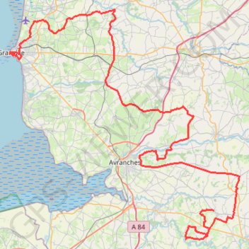 Itinéraire TM2023 Isigny - Granville V4-15954284, distance, dénivelé, altitude, carte, profil, trace GPS
