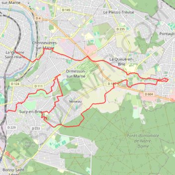 Itinéraire Sucy-Saint-Maur, distance, dénivelé, altitude, carte, profil, trace GPS