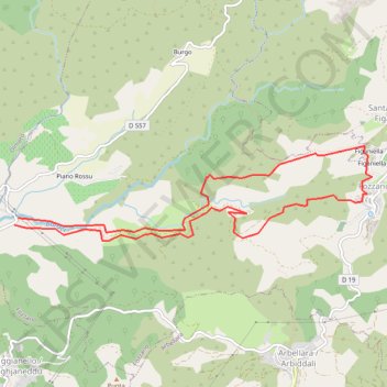 Itinéraire Rando de Fozzano, distance, dénivelé, altitude, carte, profil, trace GPS