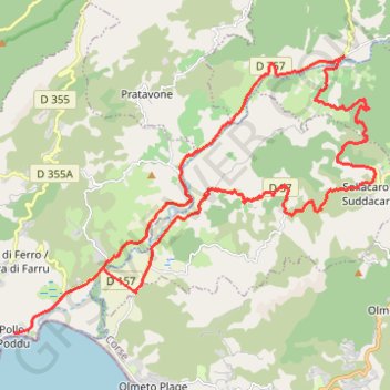 Itinéraire Valinco, distance, dénivelé, altitude, carte, profil, trace GPS