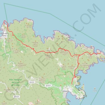 Itinéraire El Port de la Selva - Cadaqués, distance, dénivelé, altitude, carte, profil, trace GPS