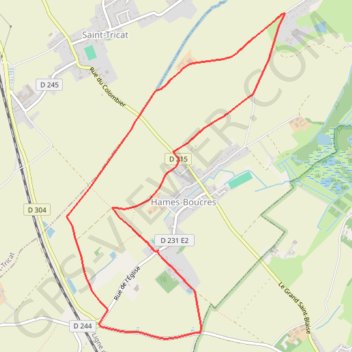 Itinéraire Sentier de Leulingue - Hames-Boucres, distance, dénivelé, altitude, carte, profil, trace GPS