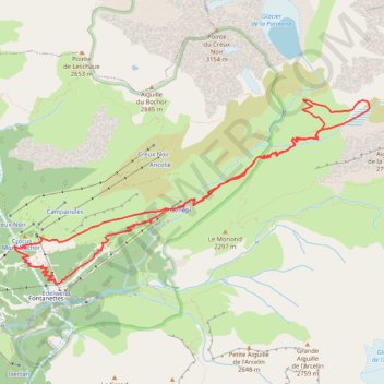 Itinéraire Lac des Vaches - Pralognan-la-Vanoise, distance, dénivelé, altitude, carte, profil, trace GPS