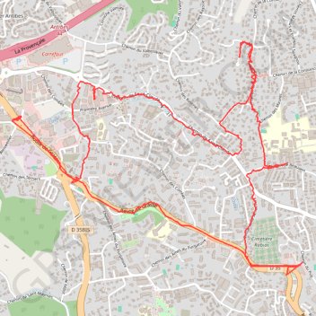 Itinéraire Petite balade rapide sur les hauteurs d'Antibes, distance, dénivelé, altitude, carte, profil, trace GPS