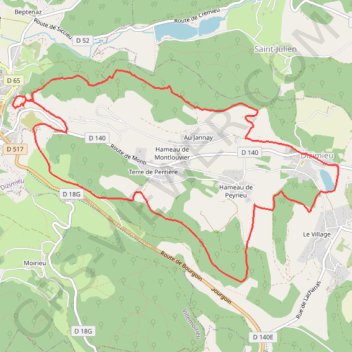 Itinéraire Dizimieu (38), distance, dénivelé, altitude, carte, profil, trace GPS