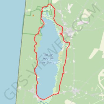 Itinéraire Hourtin - Tour du lac - 6477 - UtagawaVTT.com, distance, dénivelé, altitude, carte, profil, trace GPS