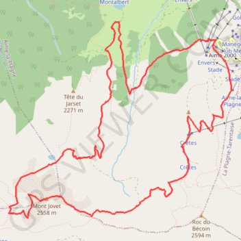Itinéraire Plagne - Mont Jovet, distance, dénivelé, altitude, carte, profil, trace GPS