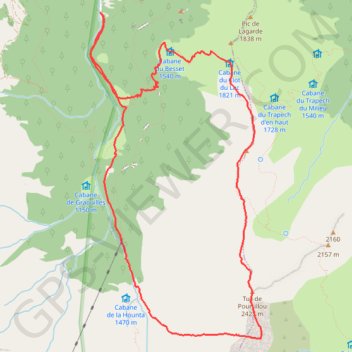 Itinéraire Tuc de Pourtillou - Cheminée de Cornave, distance, dénivelé, altitude, carte, profil, trace GPS