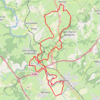 Itinéraire De Balbigny à Neulise - Balbigny, distance, dénivelé, altitude, carte, profil, trace GPS