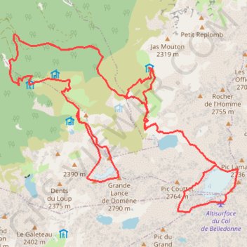 Itinéraire Traversée grand pic et grandes lances retour prélong, distance, dénivelé, altitude, carte, profil, trace GPS