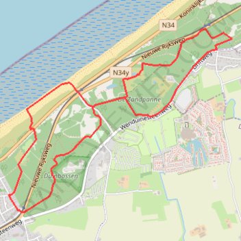 Itinéraire De Zandpanne Nature Reserve – Duinbossen De Haan rondtocht vanuit Wenduine, distance, dénivelé, altitude, carte, profil, trace GPS