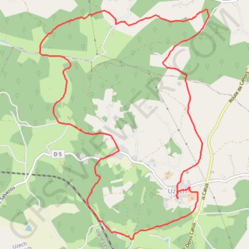 Itinéraire Uzech Les Oules, distance, dénivelé, altitude, carte, profil, trace GPS