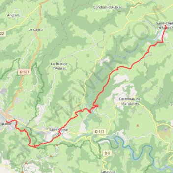 Itinéraire SaintChlydAubracEspalion, distance, dénivelé, altitude, carte, profil, trace GPS