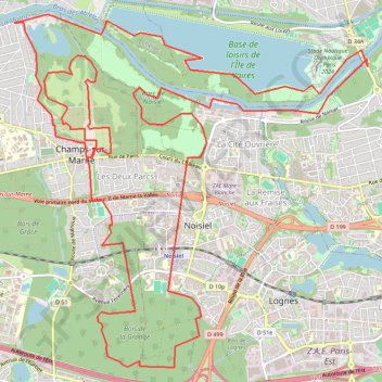 Itinéraire Champs sur Marne Noisiel, distance, dénivelé, altitude, carte, profil, trace GPS