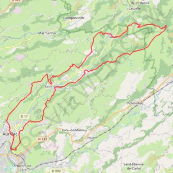 Itinéraire Marathon de Berganty - Aurillac, distance, dénivelé, altitude, carte, profil, trace GPS
