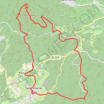 Itinéraire Saint-Pierre-Bois, Ungersberg, distance, dénivelé, altitude, carte, profil, trace GPS