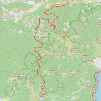 Itinéraire Esterel parking belle garde pont Saint jean 06, distance, dénivelé, altitude, carte, profil, trace GPS