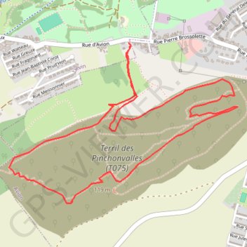 Itinéraire Terril de Pinchonvalles - Lievin, distance, dénivelé, altitude, carte, profil, trace GPS