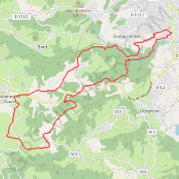 Itinéraire Moingt - Verrières, distance, dénivelé, altitude, carte, profil, trace GPS